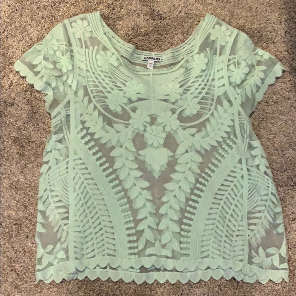 Mint green sheer top